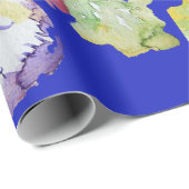 パンシーパープル春の花フローラ水彩 ラッピングペーパー (ロールコーナー)