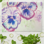 パンシーピンク水彩パンジーフローラ花赤面 キッチンタオル (折り畳み)