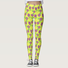 パンシーフラワーかわいらしフローラプリント レギンス