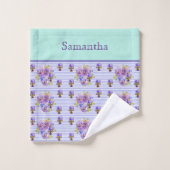 パンシーフラワーアクアストライプアートフローラ  バスタオルセット (ウォッシュタオル)