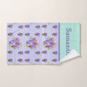 パンシーフラワーアクアストライプアートフローラ  バスタオルセット (ハンドタオル)