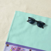 パンシーフラワーアクアストライプフローラガールズウーメン ビーチタオル (インサイチュ)