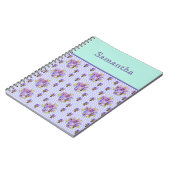 パンシーフラワーアクアストライプフローラガールズネーム ノートブック (左側)