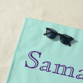 パンシーフラワーアクアストライプフローラガールズネーム ビーチタオル (インサイチュ)