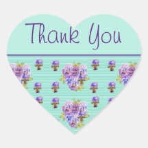パンシーフラワーアクアストライプフローラサンキューステッカー