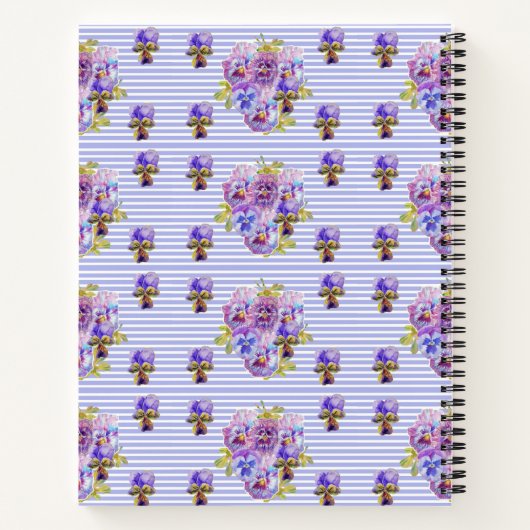 パンシーフラワーアクアストライプフローラムームレシピNot ノートブック (裏面)