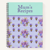 パンシーフラワーアクアストライプフローラムームレシピNot ノートブック (正面)