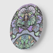 パンシーフラワー抽象芸術モザイクパープル ラージ壁時計 (傾斜)