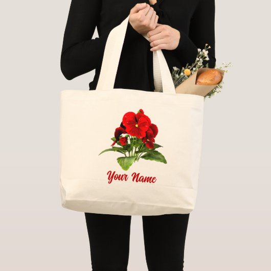 パンシーラバーパーソナライズされたフローラカスタム ラージトートバッグ (正面(商品))