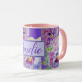 パンシー水彩フローラパかわいらしープルフラワー マグカップ (正面右)