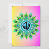 パンジャビシーク結婚ズアナンドKaraj孔雀フェザー 招待状 (裏面)