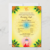 パンジャビシーク結婚ズアナンドKaraj孔雀フェザー 招待状 (正面)