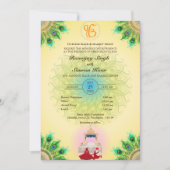 パンジャビシーク結婚ズアナンドKaraj孔雀フェザー 招待状 (正面)