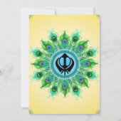 パンジャビシーク結婚ズアナンドKaraj孔雀フェザー 招待状 (裏面)