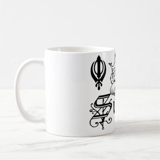 パンジャブ人のKhandaシーク教徒のKhalsaのデザインの商品 コーヒーマグカップ (左)