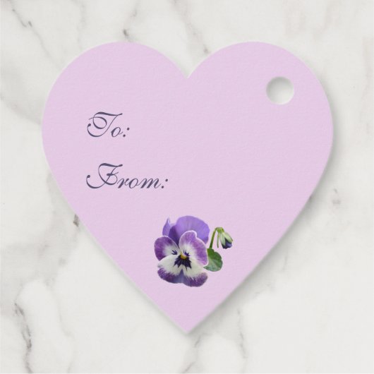 パンジーからハートギフトメッセージカードあなたのテキスト フェイバータグ (裏面)