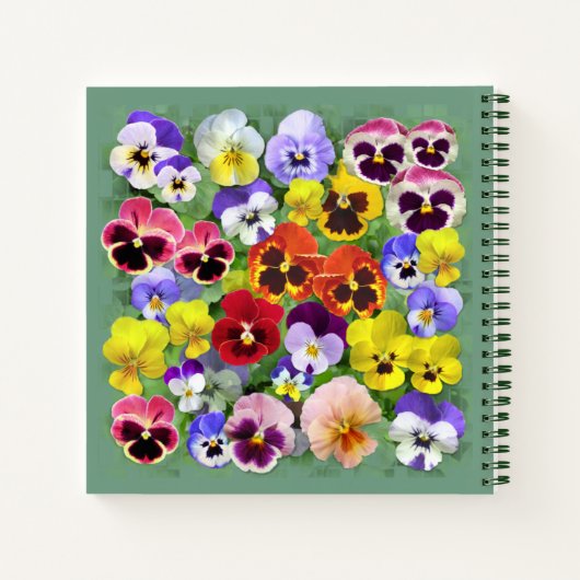 パンジーかわいらしコラージュ名前をカスタムする ノートブック (裏面)