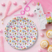 パンジーかわいらしサマーフローライラストレーションパターン ペーパープレート (パーティー)