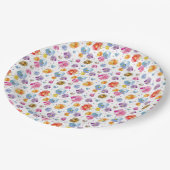 パンジーかわいらしサマーフローライラストレーションパターン ペーパープレート (アングル)