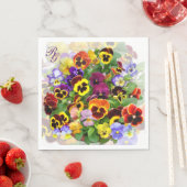 パンジーかわいらしモノグラムナプキンスのボウル スタンダードランチョンナプキン (インサイチュ)