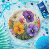 パンジーかわいらし ペーパープレート (パーティー)