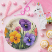 パンジーかわいらし ペーパープレート (パーティー)