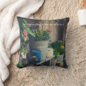 パンジーが飾られたカントリーハウス鮮やかポーチ クッション (ブランケット)