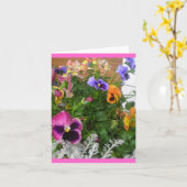 パンジーとスナップドラゴン カード (黄色い花)