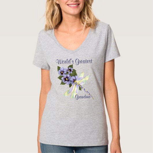 パンジーとトンボ Tシャツ (正面)