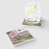 パンジーとフルーアデリス – Martha's Vineヤード ストーンコースター (横)