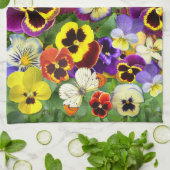 パンジーと蝶 キッチンタオル (折り畳み)