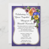 パンジーと金ゴールドフレームが50周年 招待状 (正面)