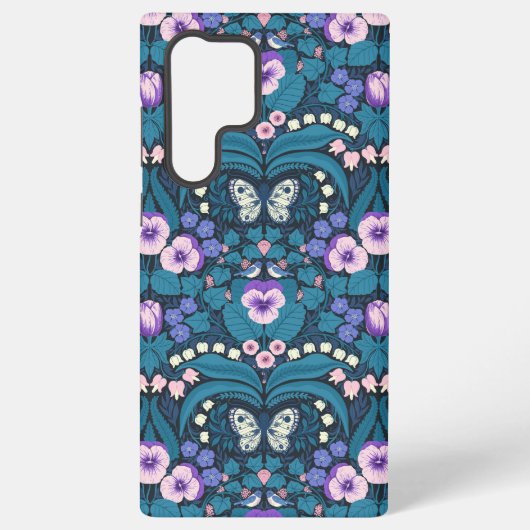 パンジーと鳥と蝶々 SAMSUNG GALAXYケース (裏面)