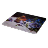 パンジーのガラスまな板が付いているナシ カッティングボード (角)