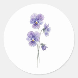 パンジーのシルエットスタディー ウェディングステッカー ラウンドシール