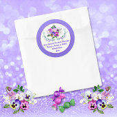 パンジーのステッカー　誕生日、記念日、結婚式に ラウンドシール