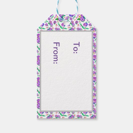パンジーのパターン ギフトタグ (正面)