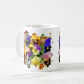 パンジーのパッチワーク コーヒーマグカップ (正面左)