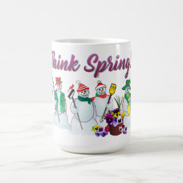 パンジーのマグが付いている春の雪だるまを考えて下さい コーヒーマグカップ