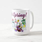 パンジーのマグが付いている春の雪だるまを考えて下さい コーヒーマグカップ (正面右)