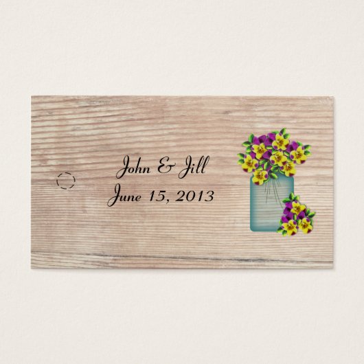 パンジーのメイスン結婚ジャーつるラベル (正面)