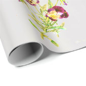 パンジーのレトロのイラストレーションの包装紙 ラッピングペーパー (ロールコーナー)