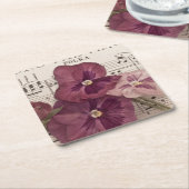 パンジーの中で スクエアペーパーコースター (アングル)