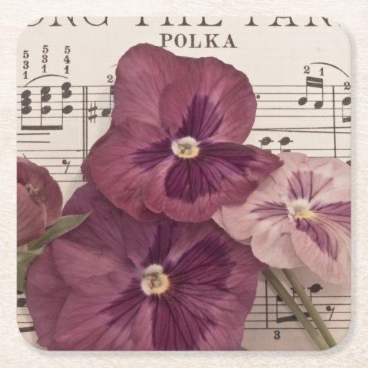 パンジーの中で スクエアペーパーコースター (正面)