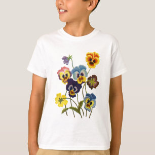 パンジーの刺繍されたパレード Tシャツ