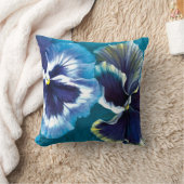 パンジーの勉強の芸術の花の正方形の枕 クッション (ブランケット)