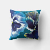 パンジーの勉強の芸術の花の正方形の枕 クッション (裏面)