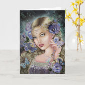 パンジーの妖精の誕生日のグリーティングカード カード (黄色い花)