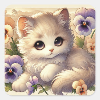 パンジーの子猫 スクエアシール
