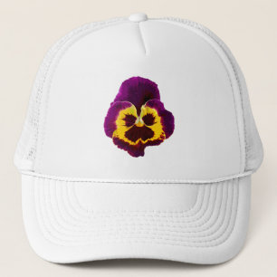 パンジーの花のみ+あなたのテキストとアイディア キャップ